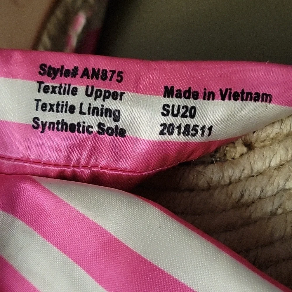 J. Crew Twisted Knot Espadrille Sandals Pink White Cabana Stripe Slides Flats 9